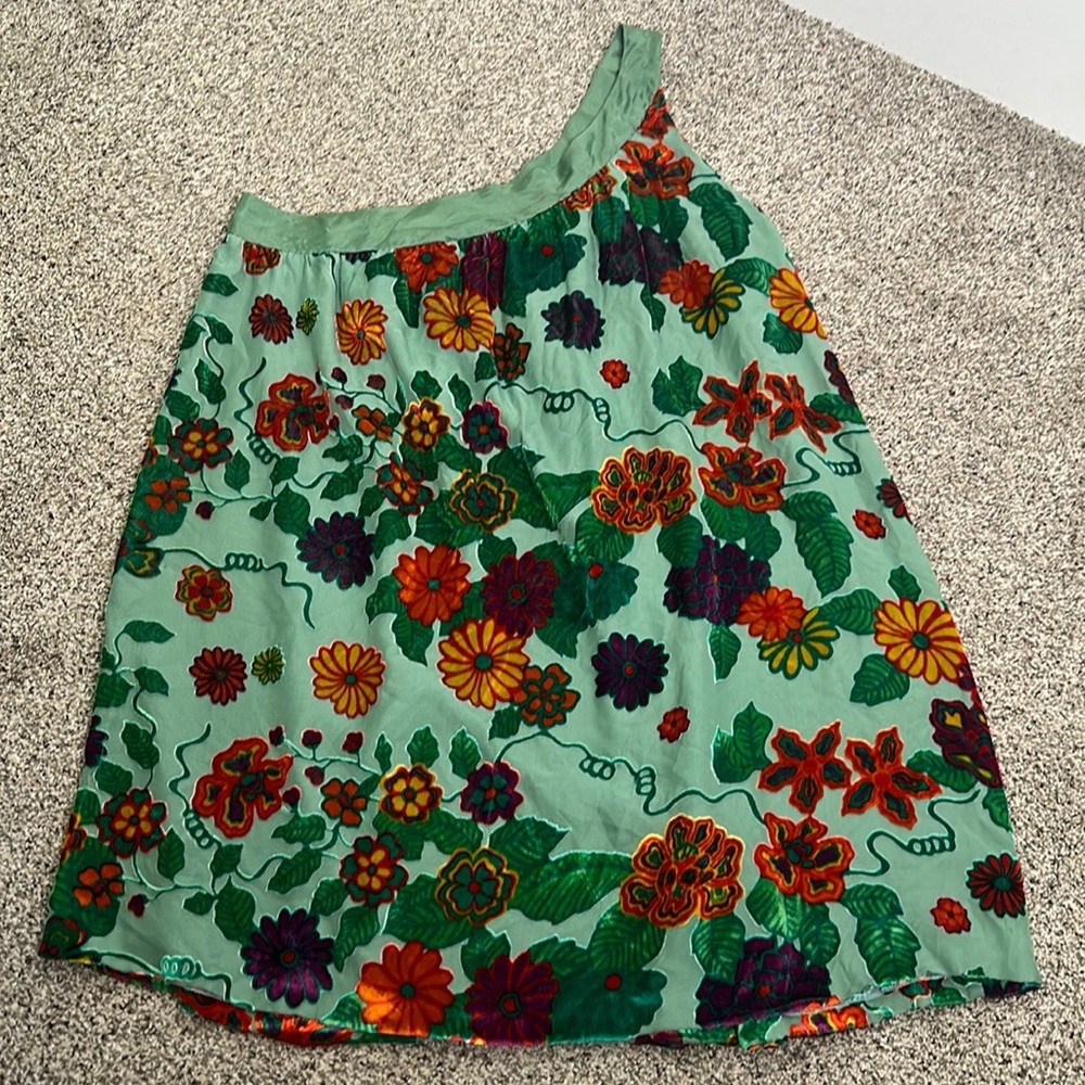 Dress sage green floral velvet one shoulder dress size whimsigod  grunge